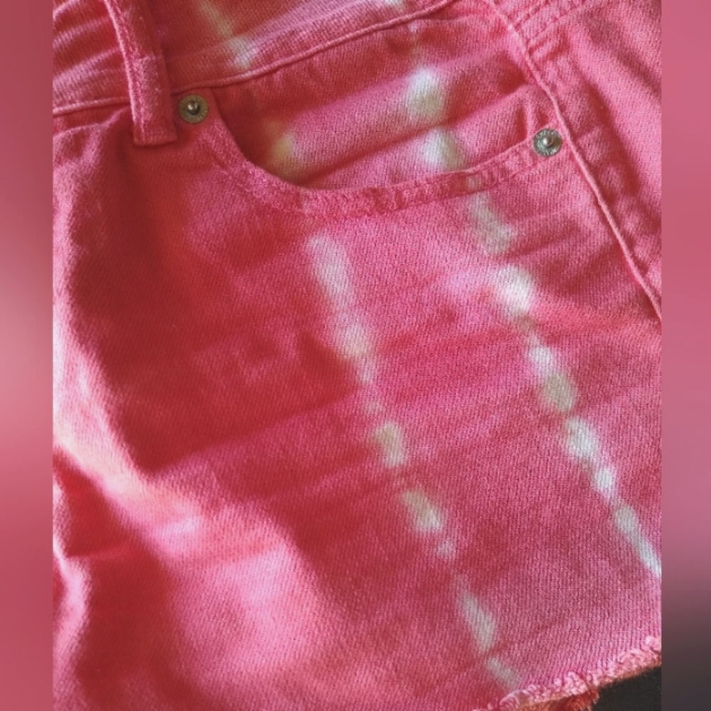Tie dyed denim shorts